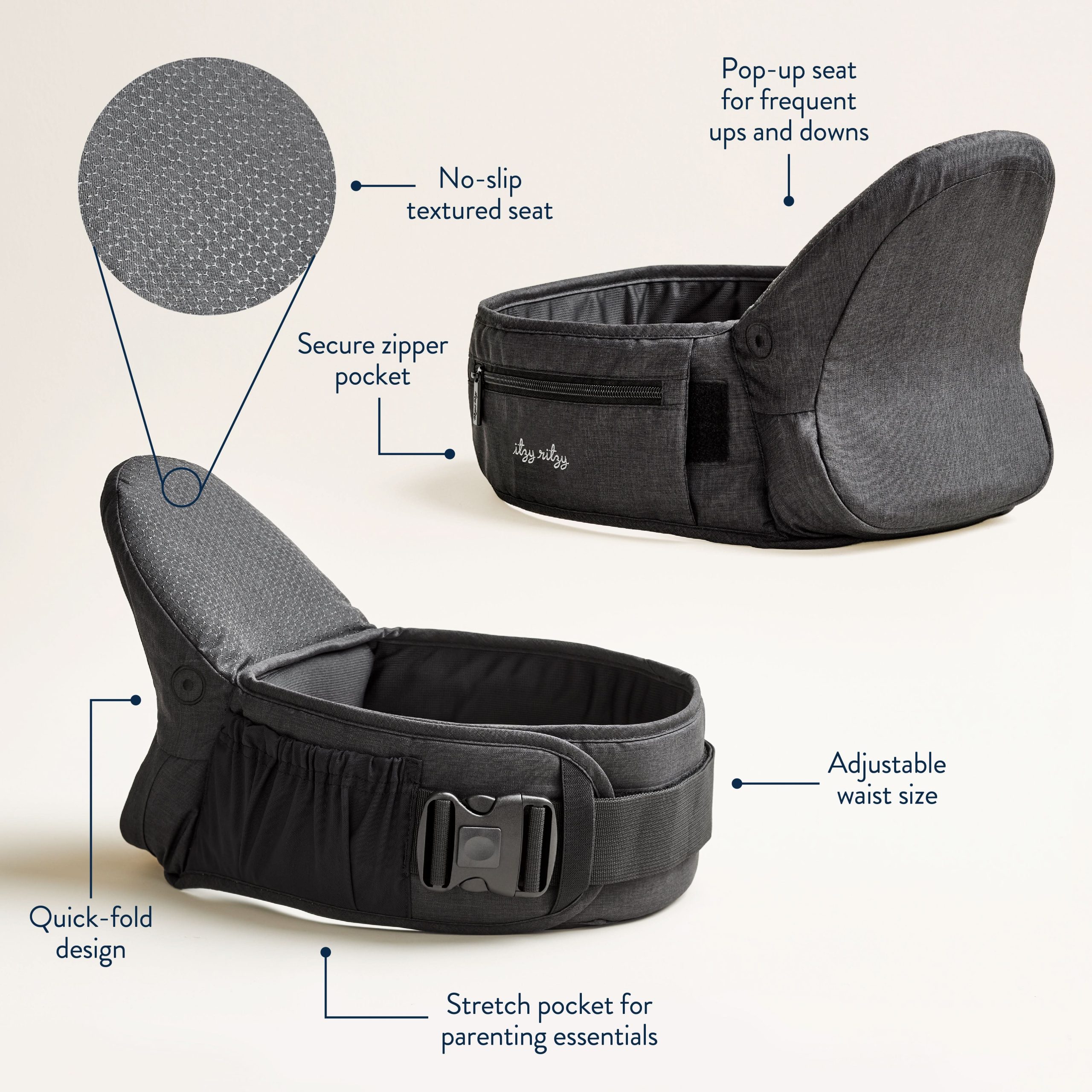 Itzy Hold & FoldTM Hip Seat Baby Carrier - Image 9
